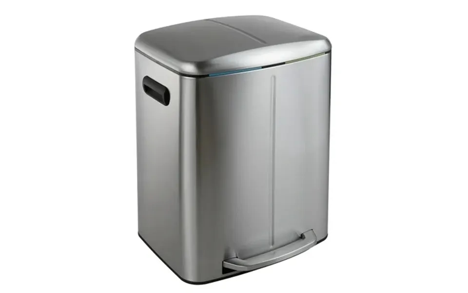 Happimess Marco Rectangular 10.6-gallon Double Bucket Trash Can With Soft-close Lid Platinum Silver Hpm1005a