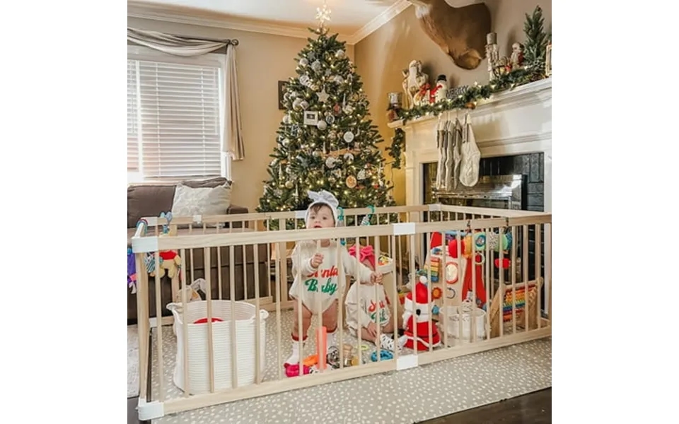 Harppa Wooden Baby Gate Playpen Large Play Yard Fence For Toddlers Adjustable Shape 79