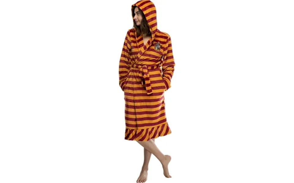 Harry Potter Juniors Striped Hooded Fleece Robe Pajama Bathrobe - Gryffindor Hufflepuff Ravenclaw Slytherin