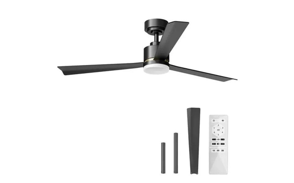 Havato 52 Inch Flush Mount Ceiling Fan With Light - Remote Control Dimmable Led Reversible Motor 8-speed Quiet Operation