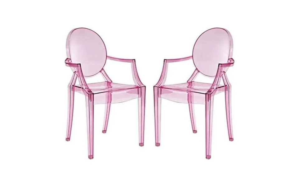 Hawthorne Collections 18.5 Contemporary Plastic Dining Chair In Pink Set Of 2