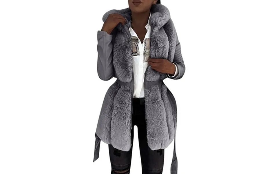 Hbfagfb Womens Jacket Plush Full Zip Hoodie Windproof Warm Winter Coat Fashion Clothing Grey Size Xl