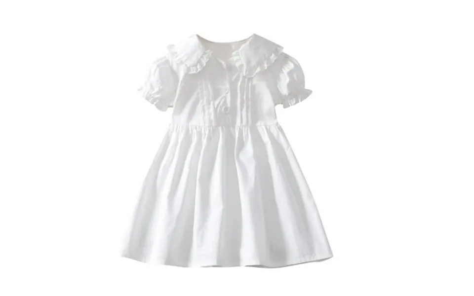Hduncf Toddler Girls White Cotton Short Sleeve Dress Kids A-line Swing Summer Daily Wear Casual Dresses White05 9 Years