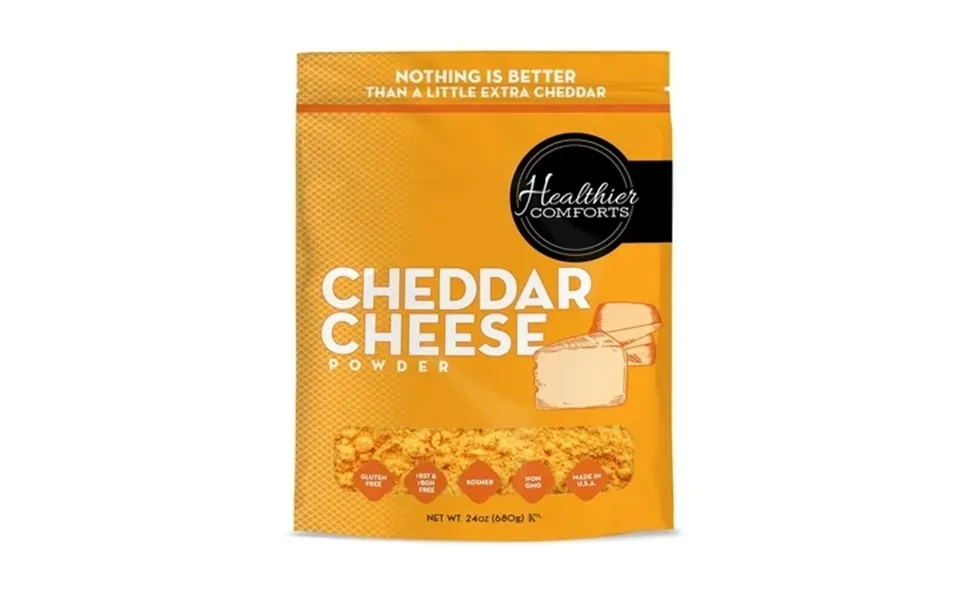 Healthier Comforts Cheddar Cheese Powder 24oz Premium Yellow Cheddar Batch Tested Gluten Free Kosher No Artificial Dyes