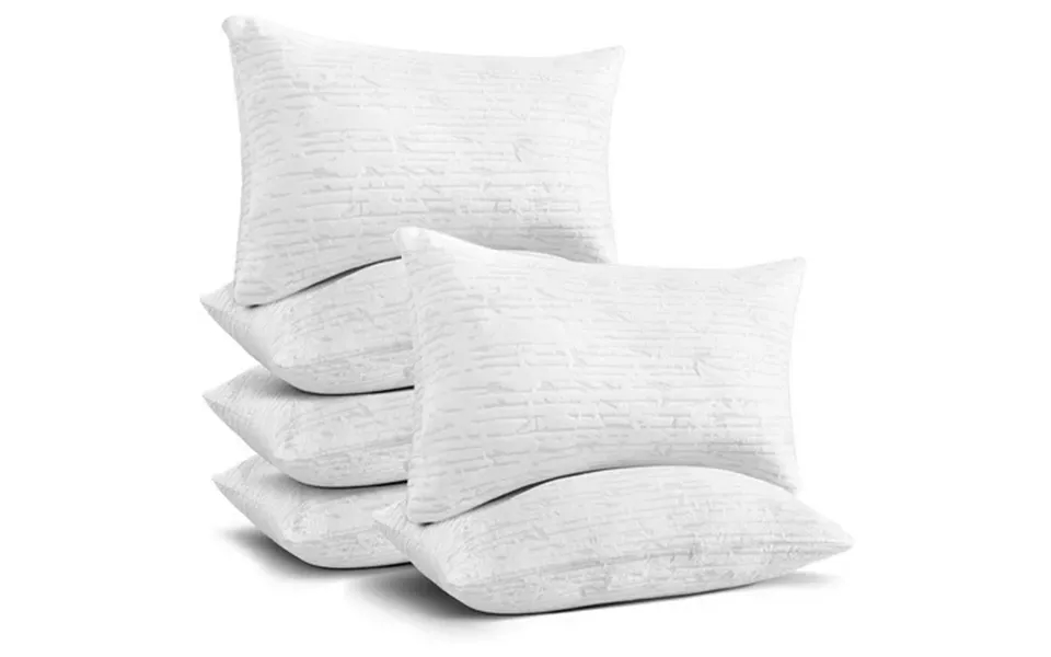 Hearth & Harbor Bed Pillow Bamboo Pillows For Bed Queen Size Pillows 6 Pack