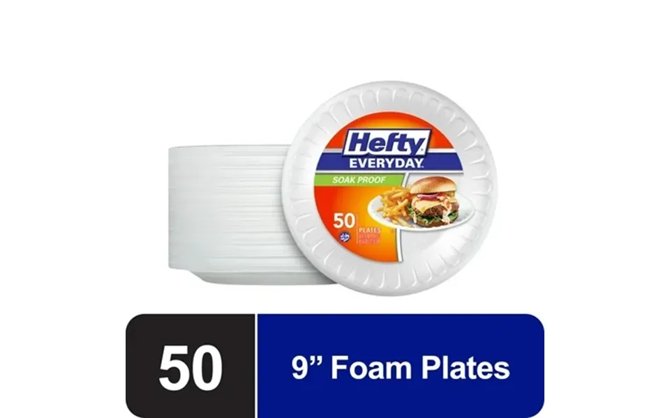 Hefty Everyday Soak-proof Foam Plates White 8.875 Inch 50 Count