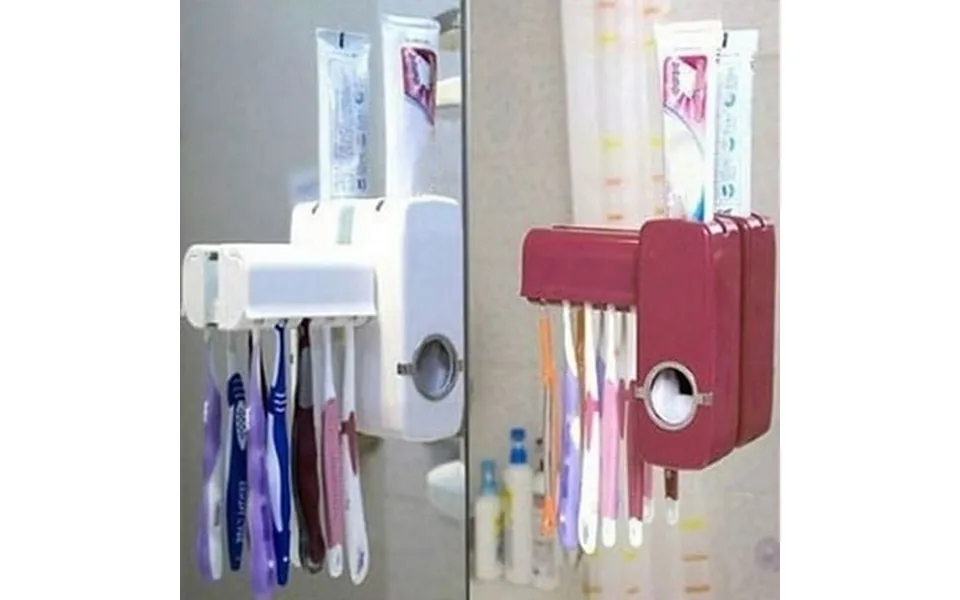 Hevirgo Bathroom Wall Mount Rack Automatic Toothpaste Dispenser Brush Holder