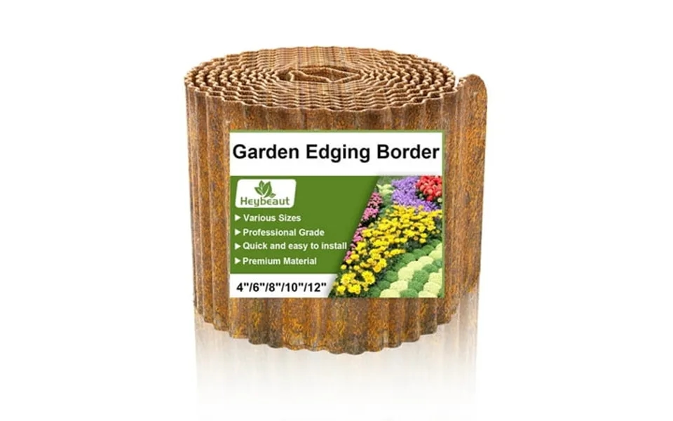 Heybeaut Corrugated Metal Garden Edging - 12 X20 Galvanized Steel Border For Diy Flower Beds Pathways Patio Design Easy