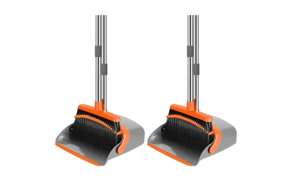 Hfdghl Broom And Dustpan Set 52-in Long Adjustable Handle Broom Dustpan Combo With Dustpan Teeth To Automatically Clean