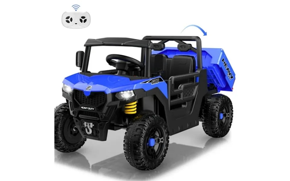 Hijoke Ride On Car Truck 24v Kids Electric Powered Ride On Toy W Dump Bed Remote Control 2 Seater Music Story Led Lights