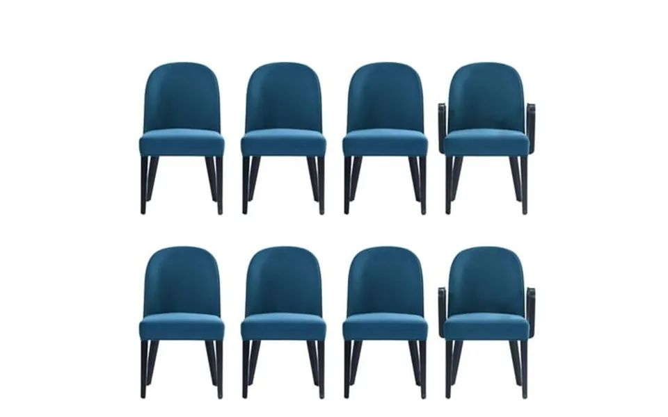 Hillman Dining Side And Arm Chairs From Solid Wood In Light Blue - Set Of 8