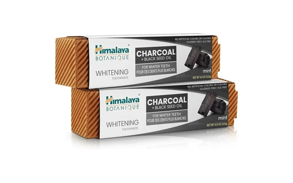 Himalaya Botanique Whitening Antiplaque Toothpaste Mint Flavor With Charcoal & Black Seed Oil 4 Oz 2 Pack