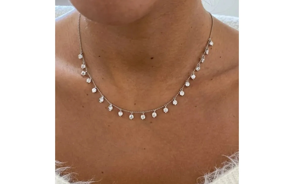 Hitanshu Jewels Round Cut Cubic Zirconia 14k White Gold Finish Pretty Necklace For Gift