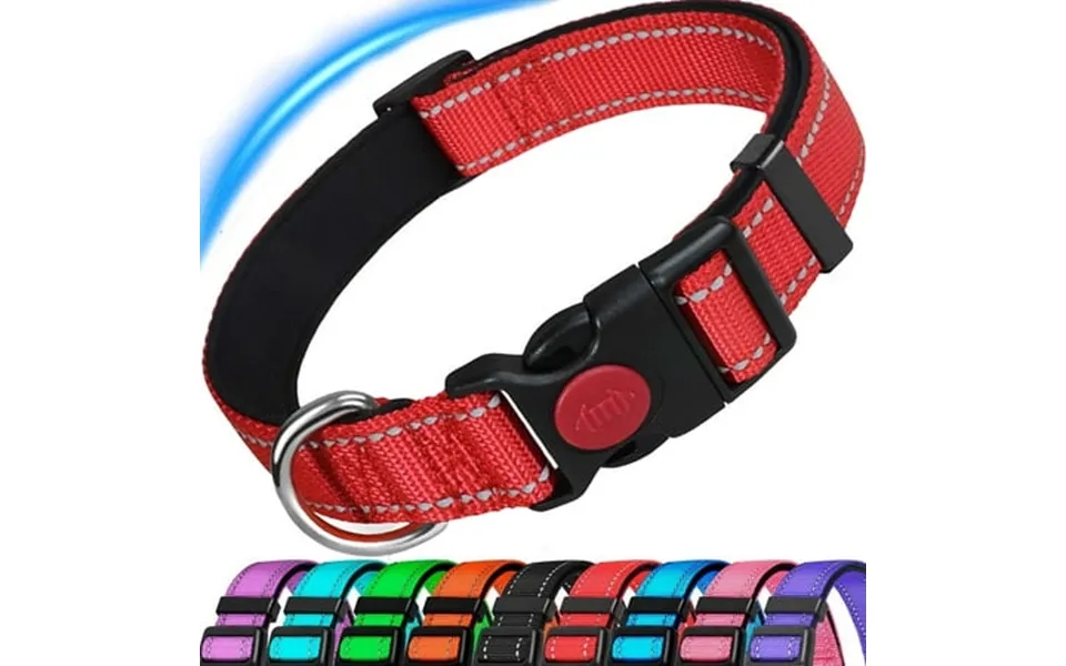 Hkeey Dog Collar Reflective Nylon Dog Collar With Safety Buckle Adjustable Pet Collars With Soft Neoprene Padding For Sm