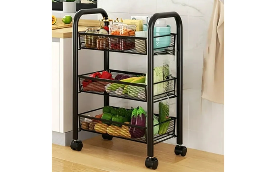 Hoarboeg 3-tier Slim Rolling Storage Cart With Wheels Narrow Utility Organizer 3 Tier Rolling Cart Multi-purpose Mobile