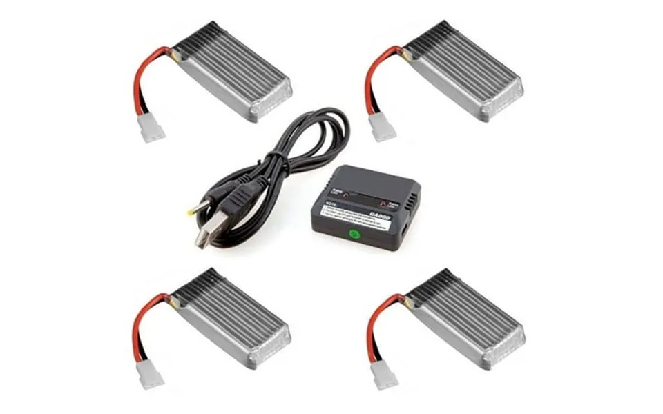 Hobbyflip 3.7v 380mah Lipo Battery Qty 4 W Dual Charger Compatible With Wltoys V343 Sea-glede