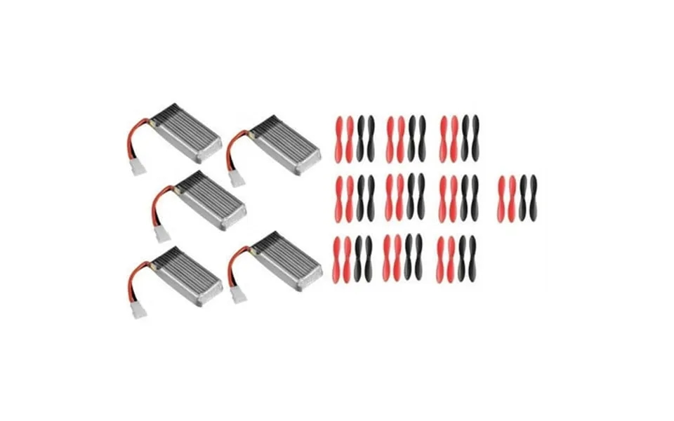Hobbyflip 3.7v380mah Lipo Battery 5 W Propellers Red Black 40pc Compatible With Hubsan X4 H107c