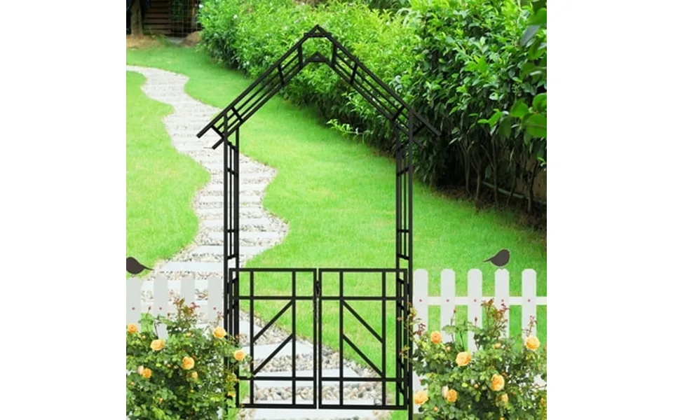 Holaki Metal Garden Arch With Adjustable Width Climbing Plants Support Rose Arch Outdoor Black