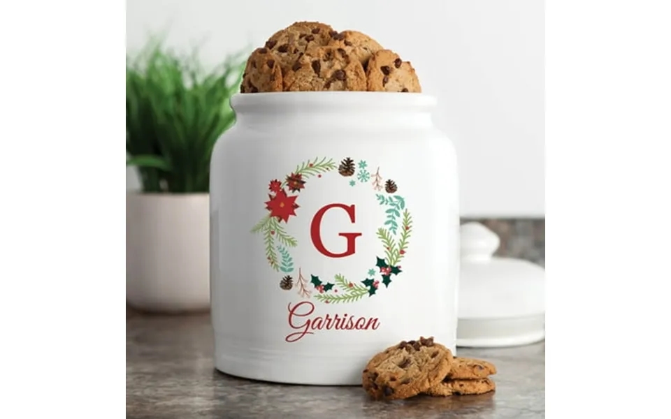 Holiday Wreath Personalized Cookie Jar