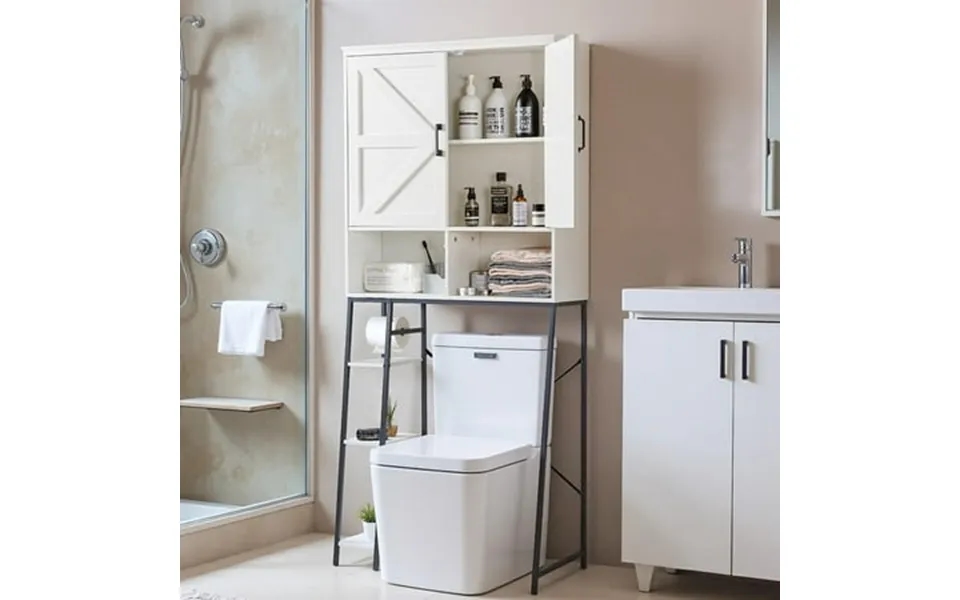 Homall Over The Toilet Bathroom Storage Cabinet Farmhouse Freestanding Space Saving Over Toilet Organizer With Toilet Pa