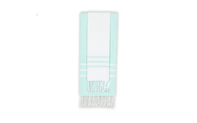 Home Alara 100% Turkish Cotton Monogrammed White And Aqua Pestemal Beach Towel Set product image