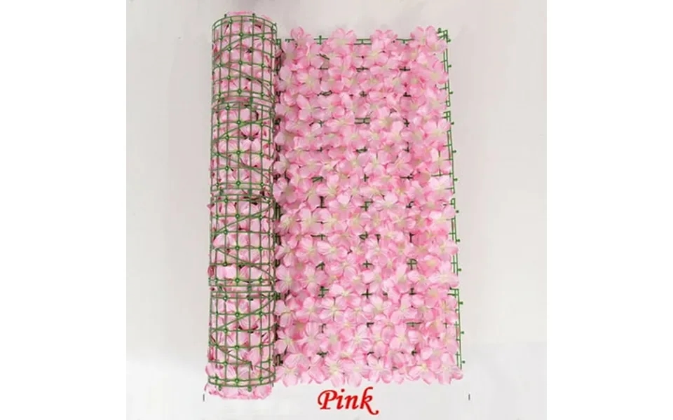 Home Decor Artificial Cherry Blossom Leaf Privacy Fence Screen Home Garden Flowers Hedge Pink