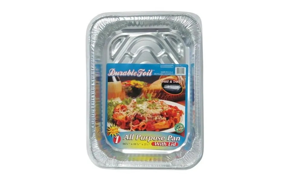 Home Plus 11.87 X 16.62 In. Durable Foil All Purpose Pan With Lid - Silver- Pack Of 12