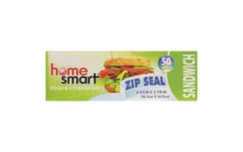Home Smart Zip Seal Sandwich Bags 50 Bags Durable Resealable Plastic Storage Bags For Food Snacks And Sandwiches Conveni