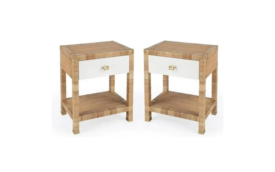 Home Square 1 Drawer Natural Raffia Nightstand - Set Of 2