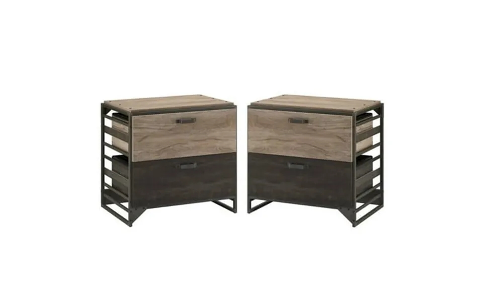 Home Square 2 Drawer Lateral Wood Filing Cabinet Set In Rustic Gray Set Of 2