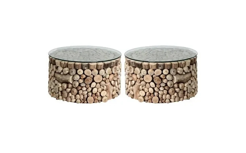 Home Square Bickford 23.5 Round Modern Glass Side Table In Clear - Set Of 2