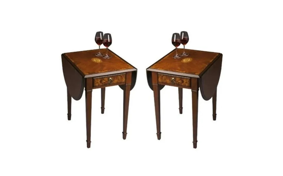Home Square Drop Leaf Table In Olive Ash Burl Finish - Set Of 2