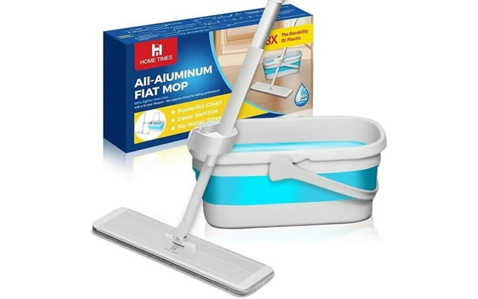 Home Times Foldable Mop And Bucket Set Floor Cleaning Mop With Drain Function Microfiber Flat Mop For For Home Indoor &