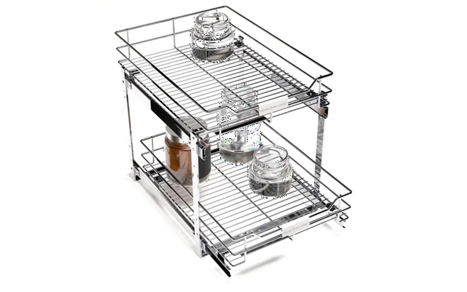 Home Zone Living 14 Width X 20 Depth 2 Shelves Pull Out Storage Organizer Silver