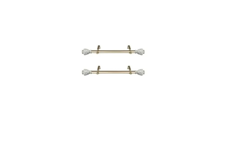 Homestock Baroque Beauty Set Of Two Steel Curtain Rods With Resin Finials Light Gold 12-20 Inch - Single Curtain Rods Dr