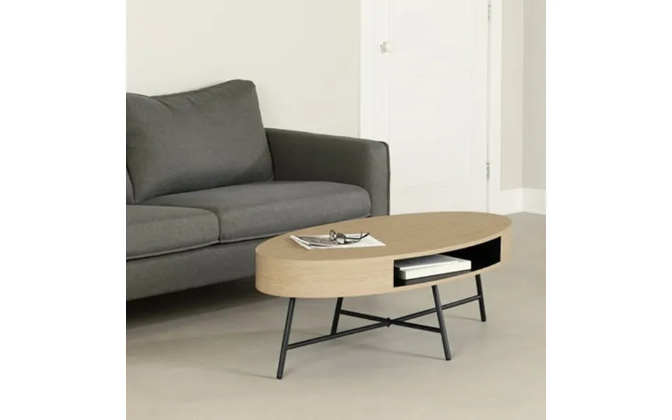 Homestock Old World Charm Living Room Table Pale Oak Finish With Ample Storage With Plastic Black Legs End Table