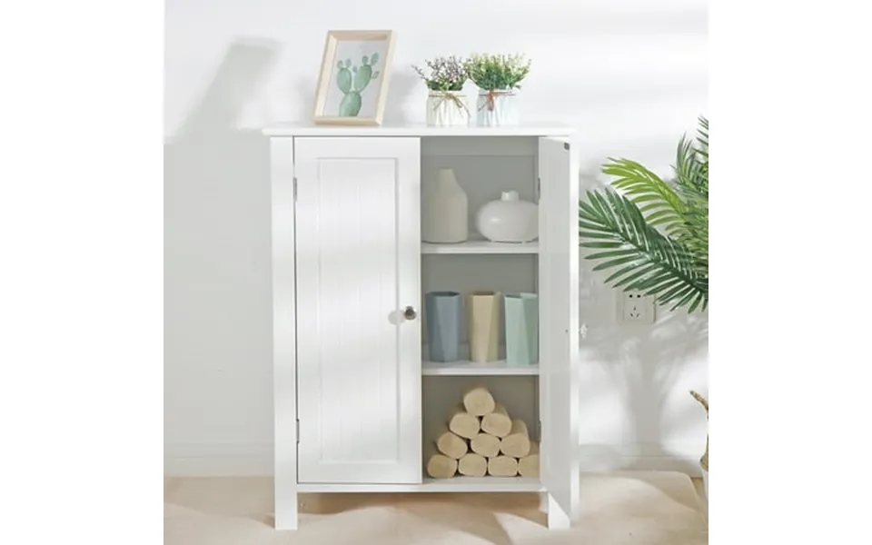 Homgarden 2-door Bathroom Floor Storage Cabinet Side Cupboard W Adjustable Shelves 11