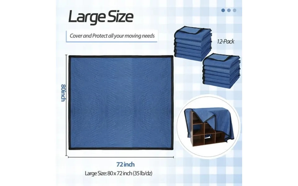 Homgarden 36 Heavy-duty Padded Moving Packing Blankets - 80x72 Inches 35lb Dz For Protecting Furniture Professional Quil