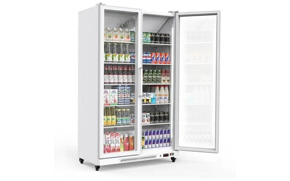 Homhougo Commercial Merchandiser Refrigerator With 2 Glass Doors 27