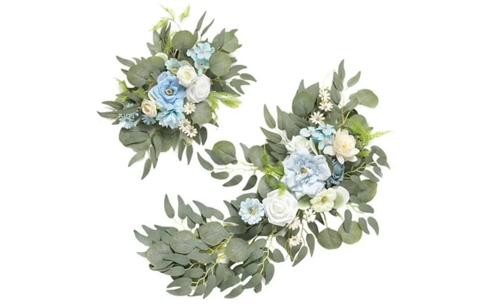 Homyl Wedding Arch Flowers Artificial Flowers Swag For Front Door Wedding Backdrop Blue