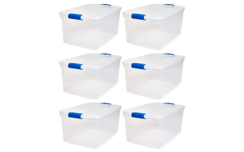 Homz 66 Quart Strong Modular Stackable Storage Containers Clear 6 Pack