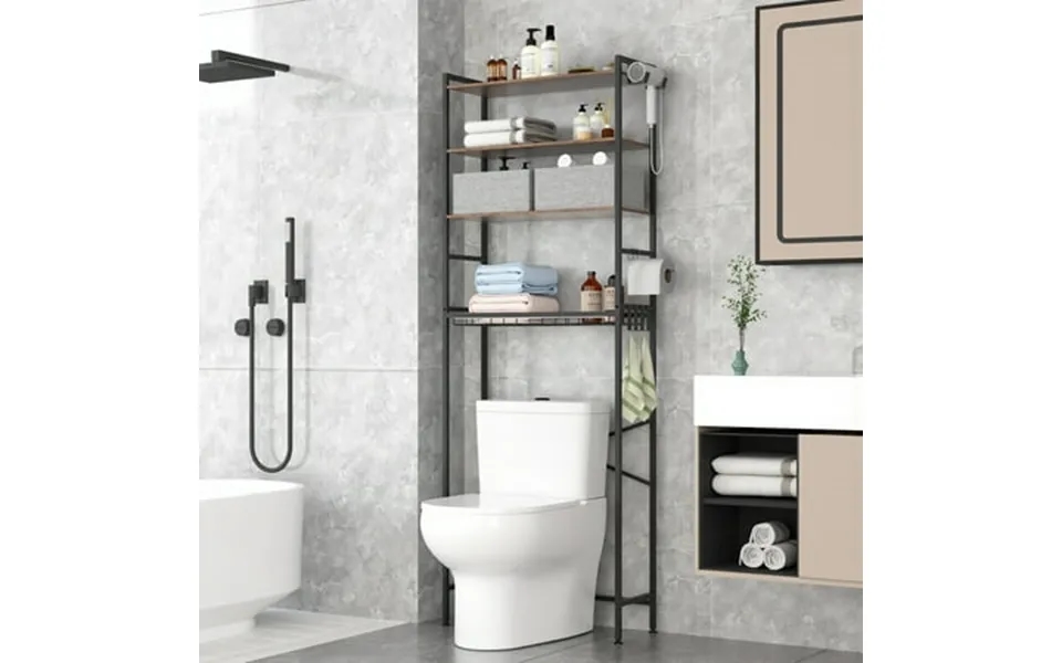 Honeier 4-tier Over The Toilet Storage Rack 25 W X 68 H X 9.3 D Bathroom Organizer Space Saver Adjustable Shelves Freest
