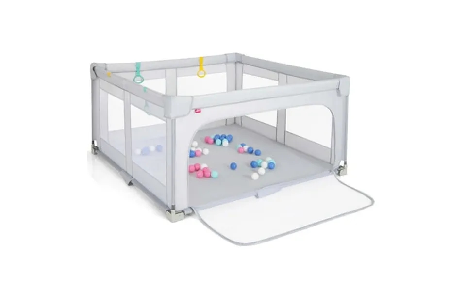 Honeyjoy Large Baby Playpen 59 X 59 With Zipper Gate 50 Ocean Balls And 4 Pull-up Rings