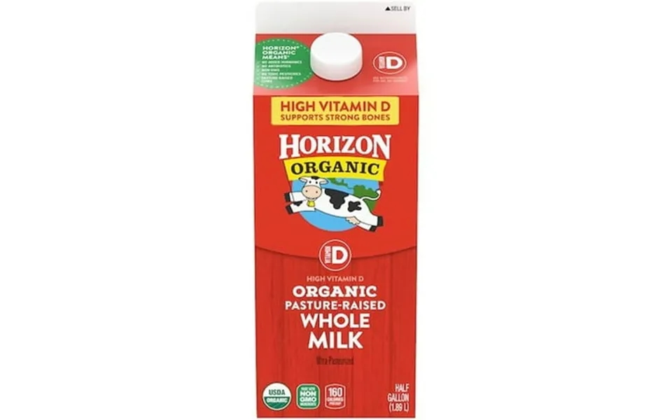 Horizon Organic Whole Milk 0.5 Gallon -- 6 Per Case.