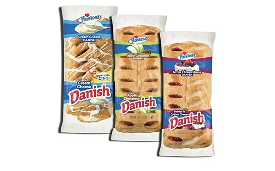 Hostess 3 Flavor Danish Pastries Combo Apple Berries N Cream And Cream Cheese 12 Pack