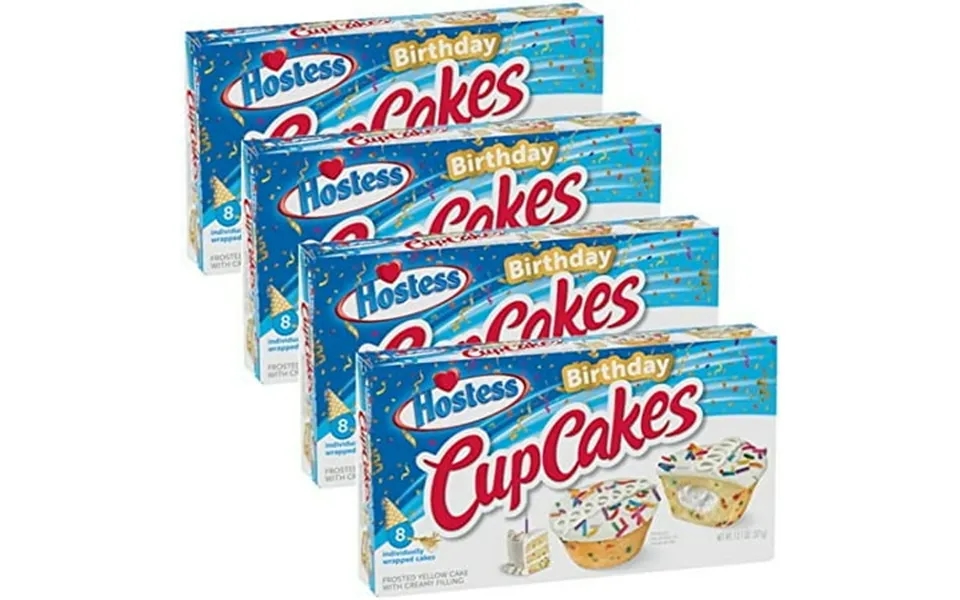 Hostess Birthday Cupcakes Bulk Value Pack 13.1 Oz Box Of 8 Pack Of 4 32 Total Cupcakes