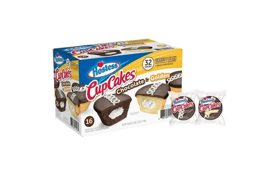 Hostess Chocolate Cupcakes & Golden Cupcakes Variety Pack 32 Ct