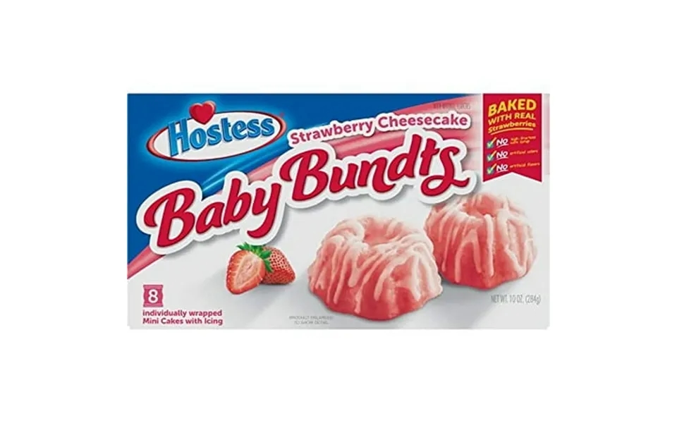 Hostess Strawberry Cheesecake Baby Bundt Cakes 10 Ounce Box Of 8 Pack Of 3 24 Total Cakes