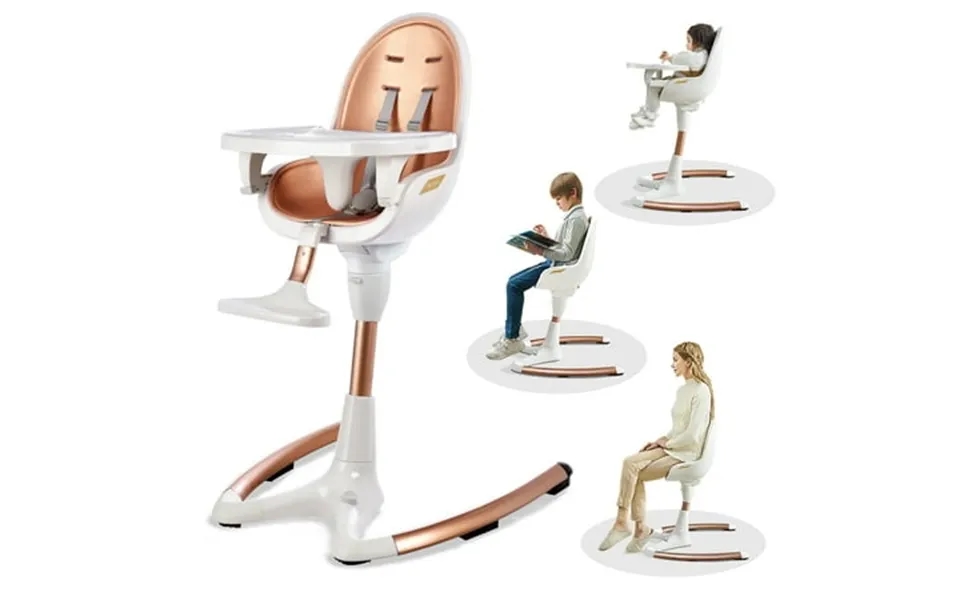 Hot Mom Baby High Chair With Adjustable Seat Height Angle Luxury Baby Eating Chair White