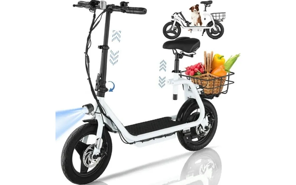 Hoteel Electric Scooter With Seat 750w 30 Miles Range 20mph Top Speed Foldable Electric Scooter For Adults With Basket W